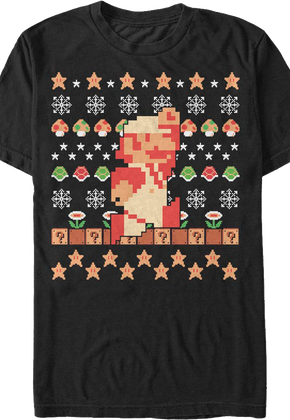 Super Mario Faux Ugly Christmas Sweater Nintendo T-Shirt
