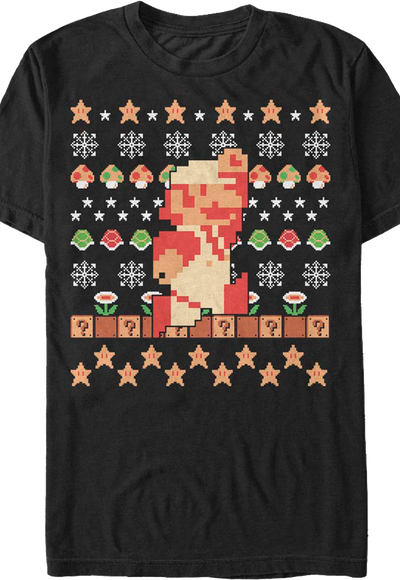 Super Mario Faux Ugly Christmas Sweater Nintendo T-Shirt