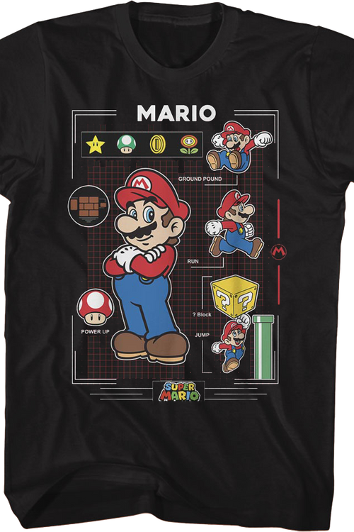 Super Mario Power Up Grid Nintendo T-Shirtmain product image