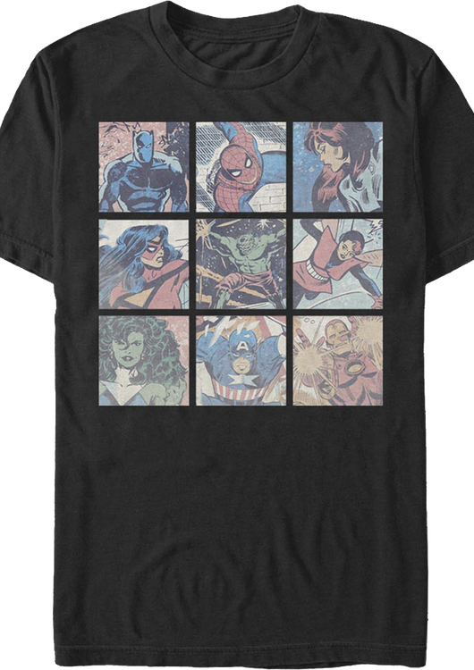 Superhero Panels Collage Marvel Comics T-Shirt - main product image
