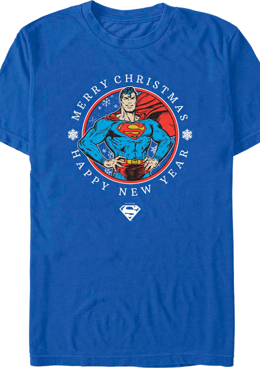 Superman Merry Christmas Happy New Year DC Comics T-Shirt - main product image