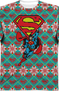 Superman Ugly Faux Christmas Sweater Long Sleeve Tee