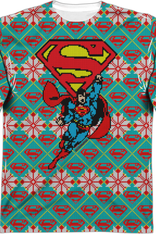 Superman Ugly Faux Christmas Sweater Long Sleeve Teemain product image