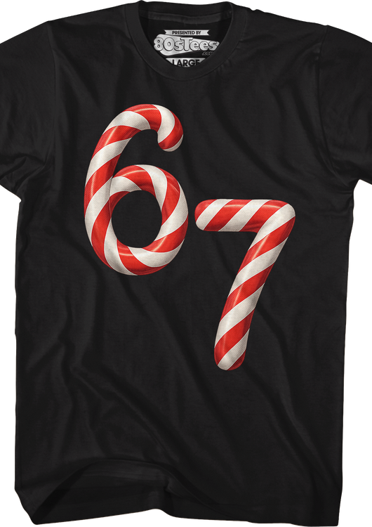 67 Peppermint Candy Canes T-Shirt - main product image