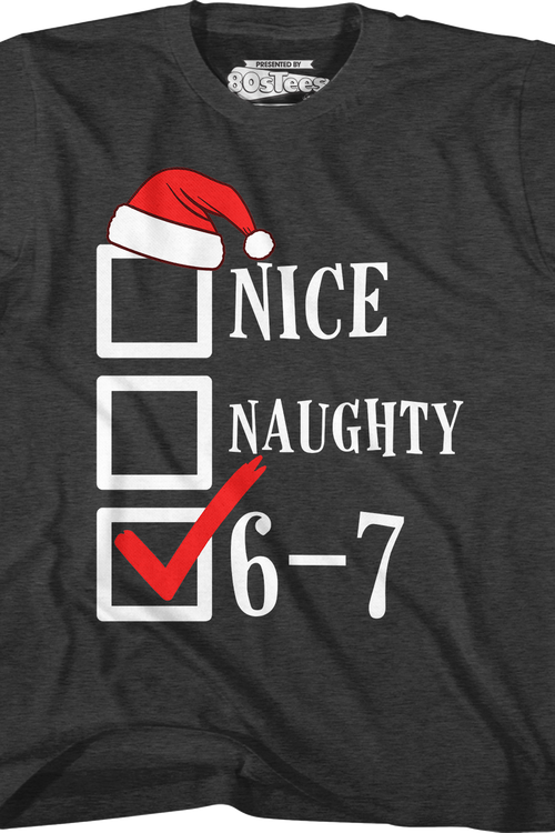Youth Santa's Nice, Naughty, 6-7 Checklist Shirtmain product image