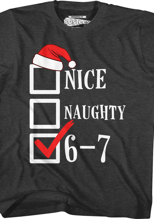 Youth Santa's Nice, Naughty, 6-7 Checklist Shirt - main product image