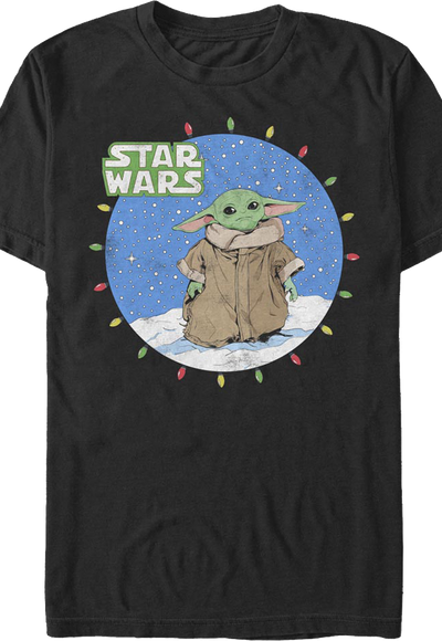 The Child Christmas Lights Circle The Mandalorian Star Wars T-Shirt