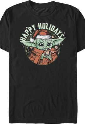 The Child Happy Holidays The Mandalorian Star Wars T-Shirt