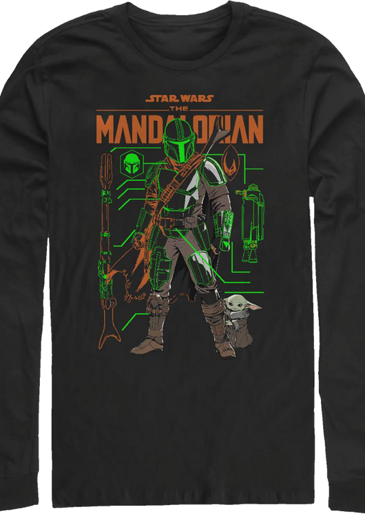 The Mandalorian And The Child Outlines Star Wars Long Sleeve Shirt - main product image