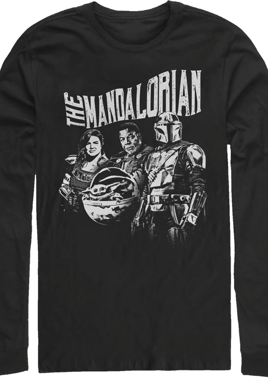 The Mandalorian Black And White Star Wars Long Sleeve Shirt - main product image