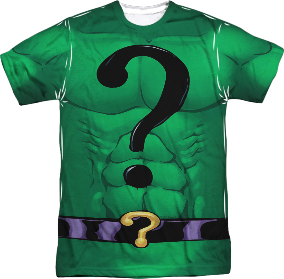 riddler dress shirt The Riddler Costume DC Comics T-Shirt Mens 2XL T-shirts