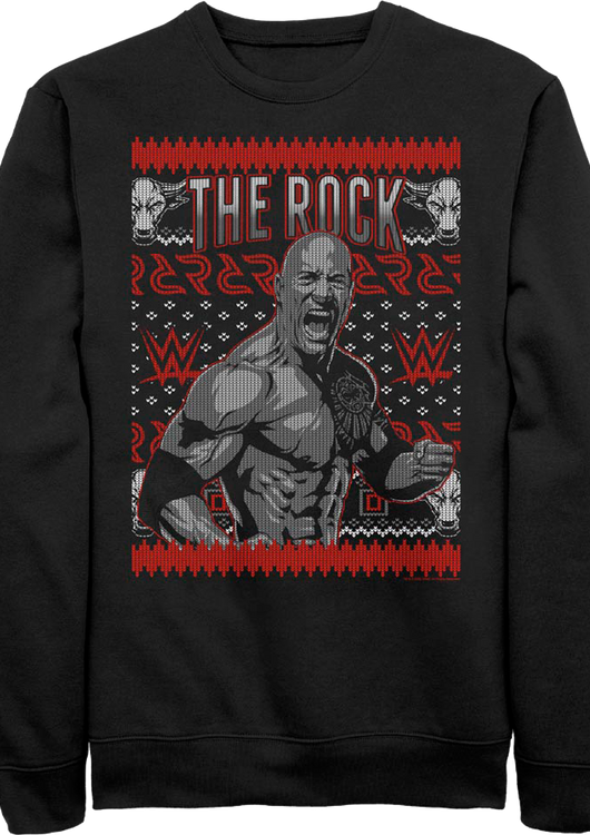 The Rock Faux Ugly Christmas Sweater WWE Sweatshirt - main product image
