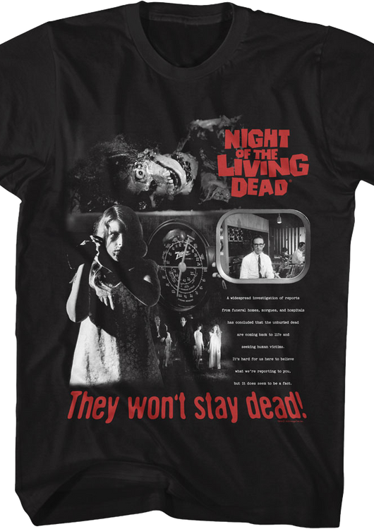 They Won't Stay Dead Collage Night Of The Living Dead T-Shirt - main product image