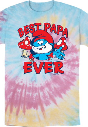 Tie Dye Best Papa Ever Smurfs T-Shirt