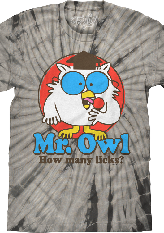 Tie Dye Mr. Owl How Many Licks Tootsie Pop T-Shirt - main product image