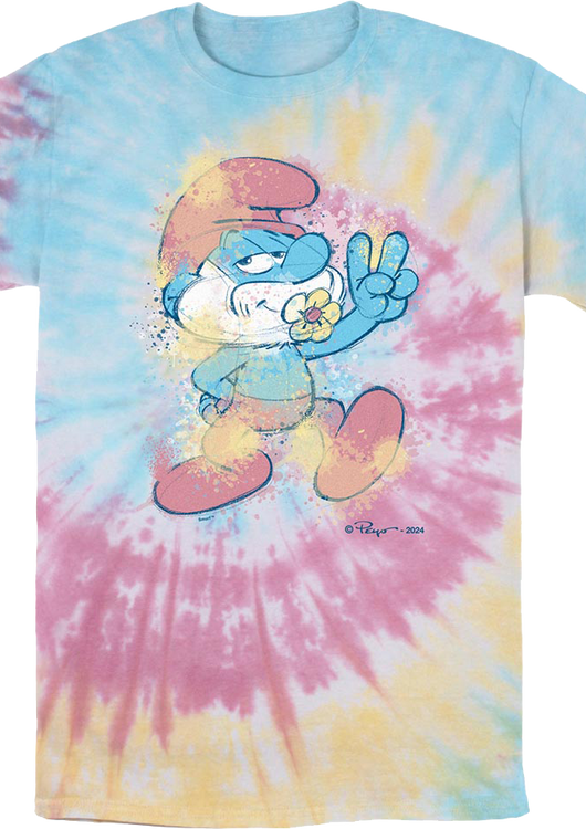 Tie Dye Papa Smurf T-Shirt - main product image