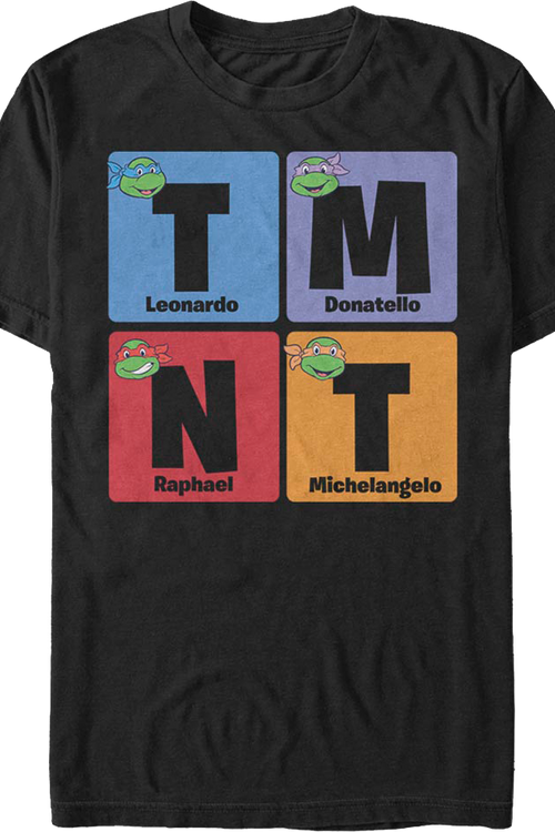 TMNT Names Teenage Mutant Ninja Turtles T-Shirtmain product image