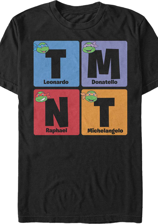 TMNT Names Teenage Mutant Ninja Turtles T-Shirt - main product image