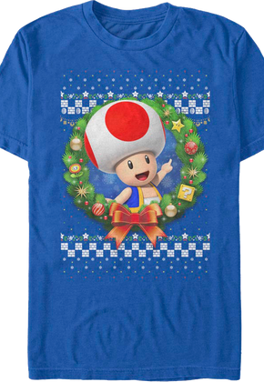 Toad Christmas Wreath Super Mario Bros. T-Shirt