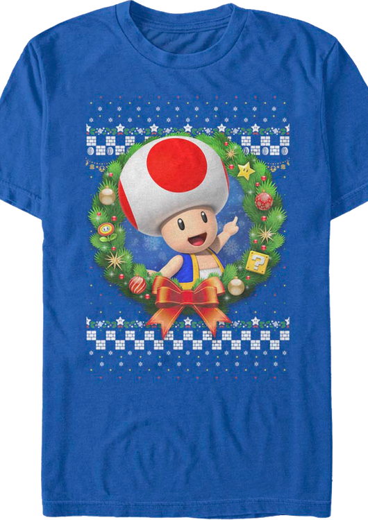 Toad Christmas Wreath Super Mario Bros. T-Shirt - main product image