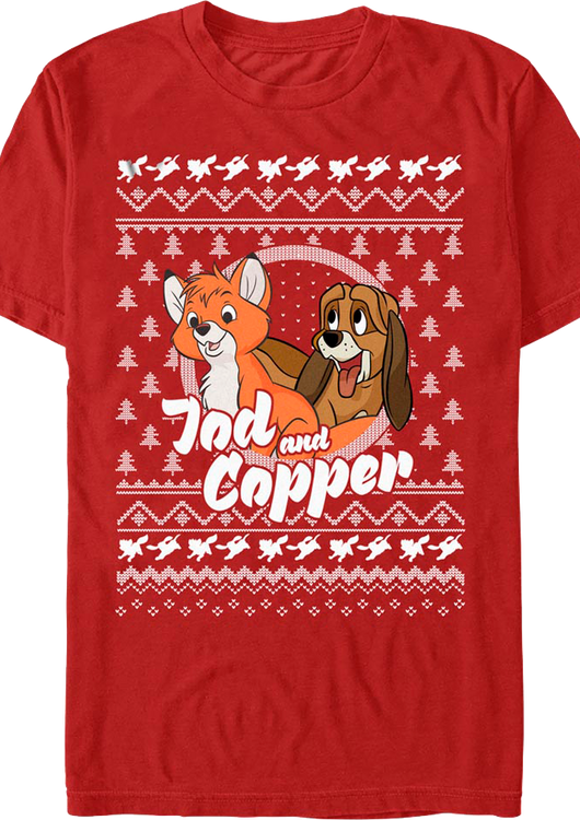 The Fox and the Hound Faux Ugly Christmas Sweater Disney T-Shirt - main product image