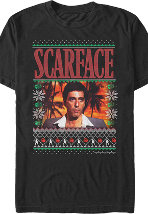 Tony Montana Faux Ugly Christmas Sweater Scarface T-Shirt