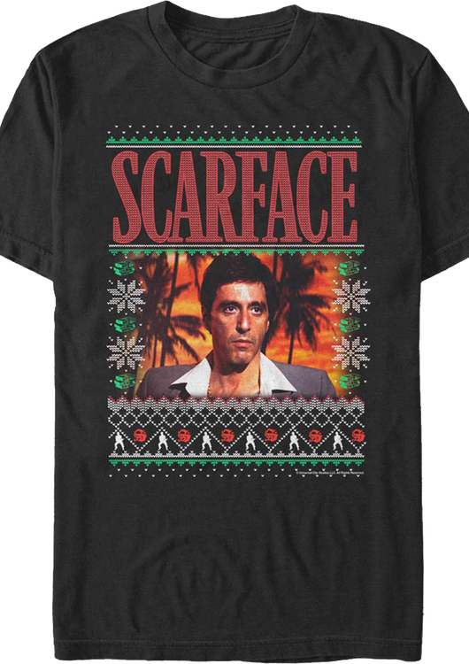 Tony Montana Faux Ugly Christmas Sweater Scarface T-Shirt - main product image
