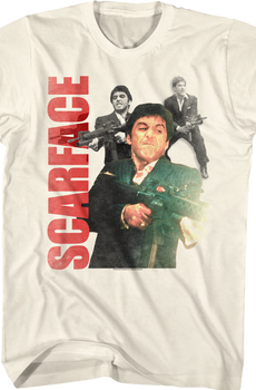 Tony Montana Shooting Collage Scarface T-Shirt