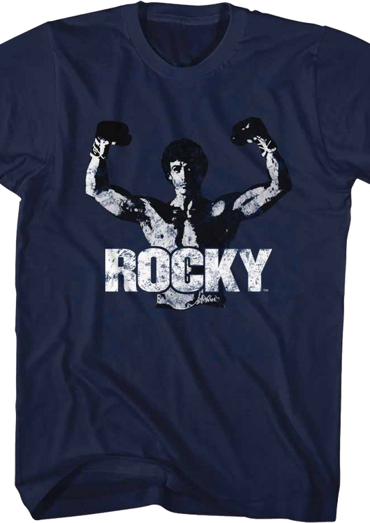 Arms Raised Victory Pose Rocky T-Shirt - main product image