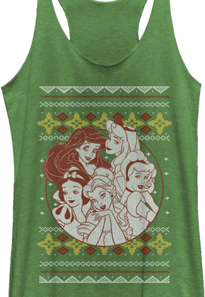 Ladies Ugly Faux Knit Disney Princesses Racerback Tank Top