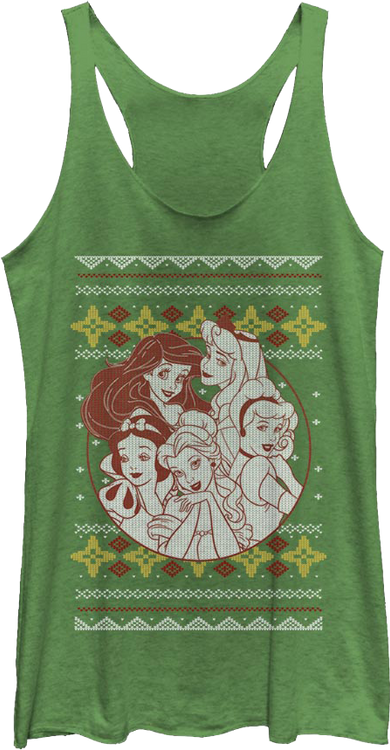 Ladies Ugly Faux Knit Disney Princesses Racerback Tank Top - main product image