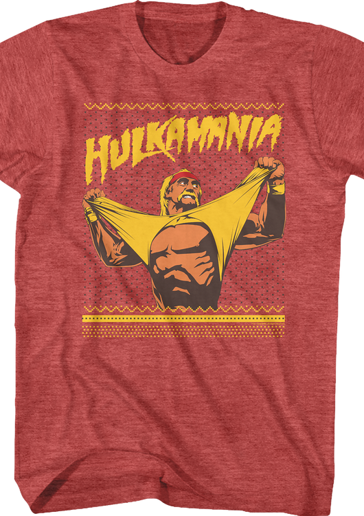 Ugly Faux Knit Hulk Hogan Christmas T-Shirt - main product image