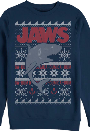 Ugly Faux Knit Jaws Christmas Sweatshirt