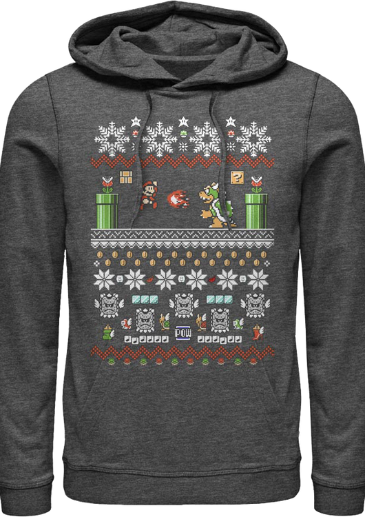 Ugly Faux Knit Mario and Bowser Nintendo Hoodie - main product image