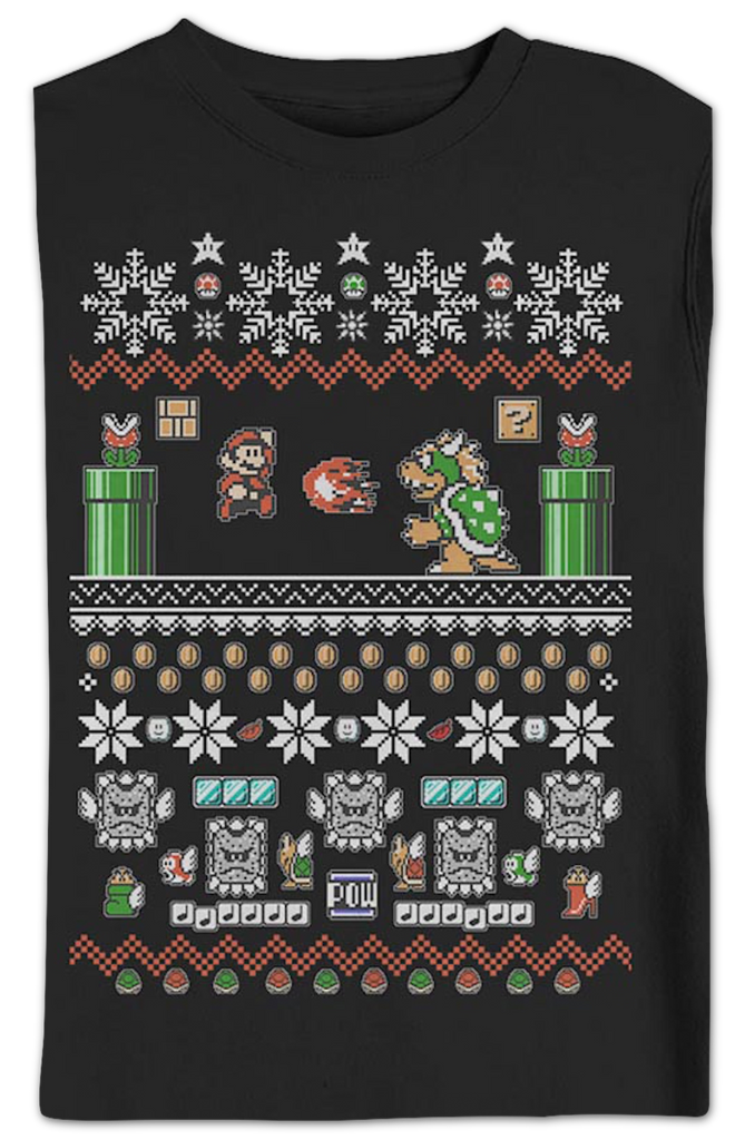 Ugly Faux Knit Mario and Bowser Nintendo Sweatshirt