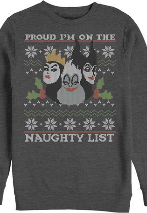 Ugly Faux Knit Naughty List Disney Villains Sweatshirt