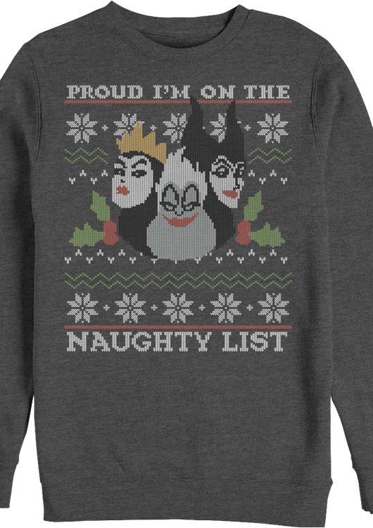 Ugly Faux Knit Naughty List Disney Villains Sweatshirt - main product image