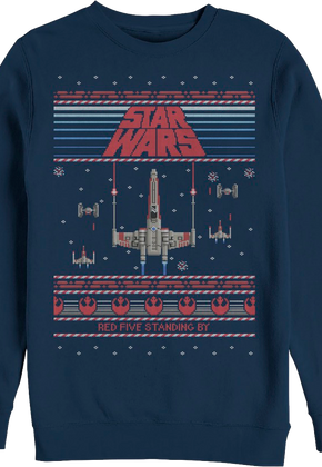 Ugly Faux Knit Red Five Star Wars Sweatshirt