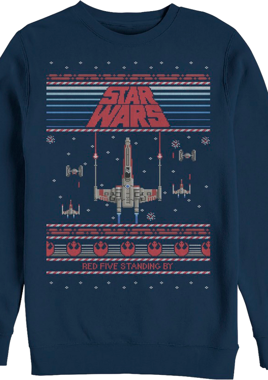 Ugly Faux Knit Red Five Star Wars Sweatshirt - main product image
