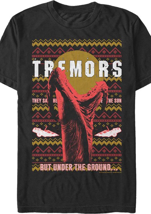 Under The Ground Faux Ugly Christmas Sweater Tremors T-Shirt - main product image