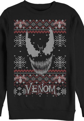 Venom Faux Ugly Knit Christmas Sweater Marvel Comics Sweatshirt