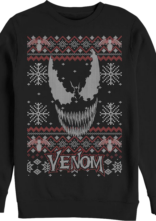 Venom Faux Ugly Knit Christmas Sweater Marvel Comics Sweatshirt - main product image
