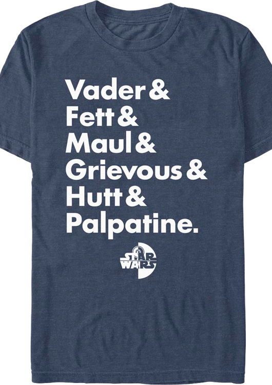 Villain Names Star Wars T-Shirt - main product image