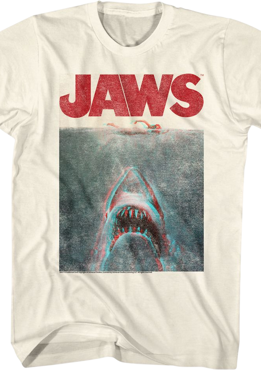 Vintage 3D Movie Poster Jaws T-Shirt - main product image