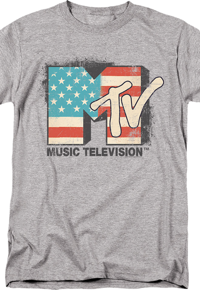 Vintage American Flag Logo MTV T-Shirt