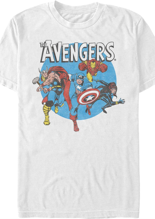 Vintage Avengers Circle Marvel Comics T-Shirt - main product image