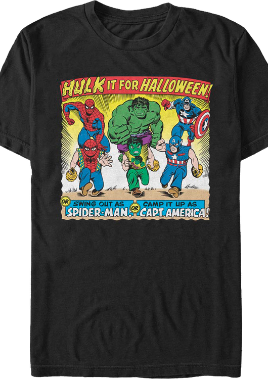 Vintage Avengers Halloween Costumes Ad Marvel Comics T-Shirt - main product image