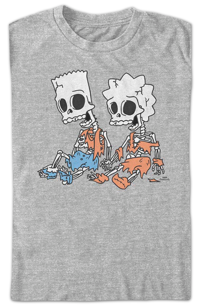 Vintage Bart And Lisa Skeletons The Simpsons T-Shirt