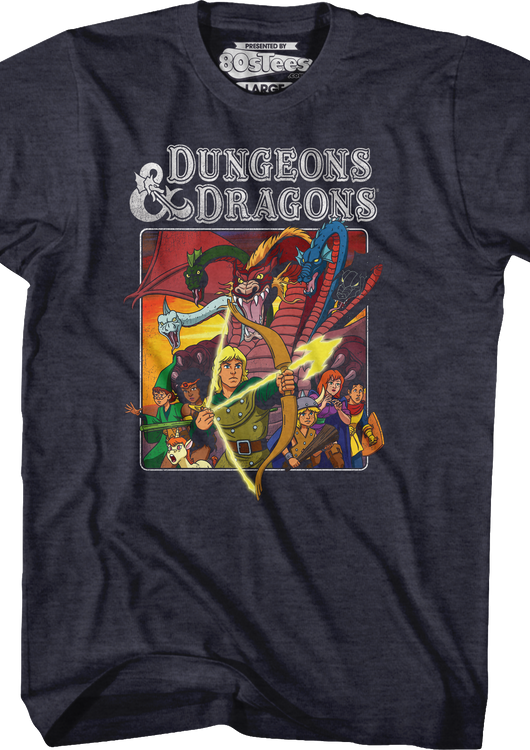 Navy Heather Cartoon Characters Dungeons & Dragons T-Shirt - main product image