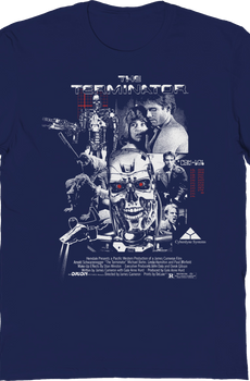 Blue Vintage Collage Poster Terminator T-Shirt